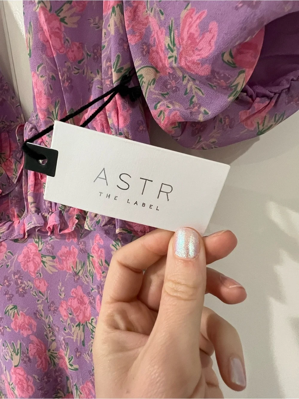 NWT Astr Floral Purple Maxi Dress with Pink Blooms - Picture 3 of 5